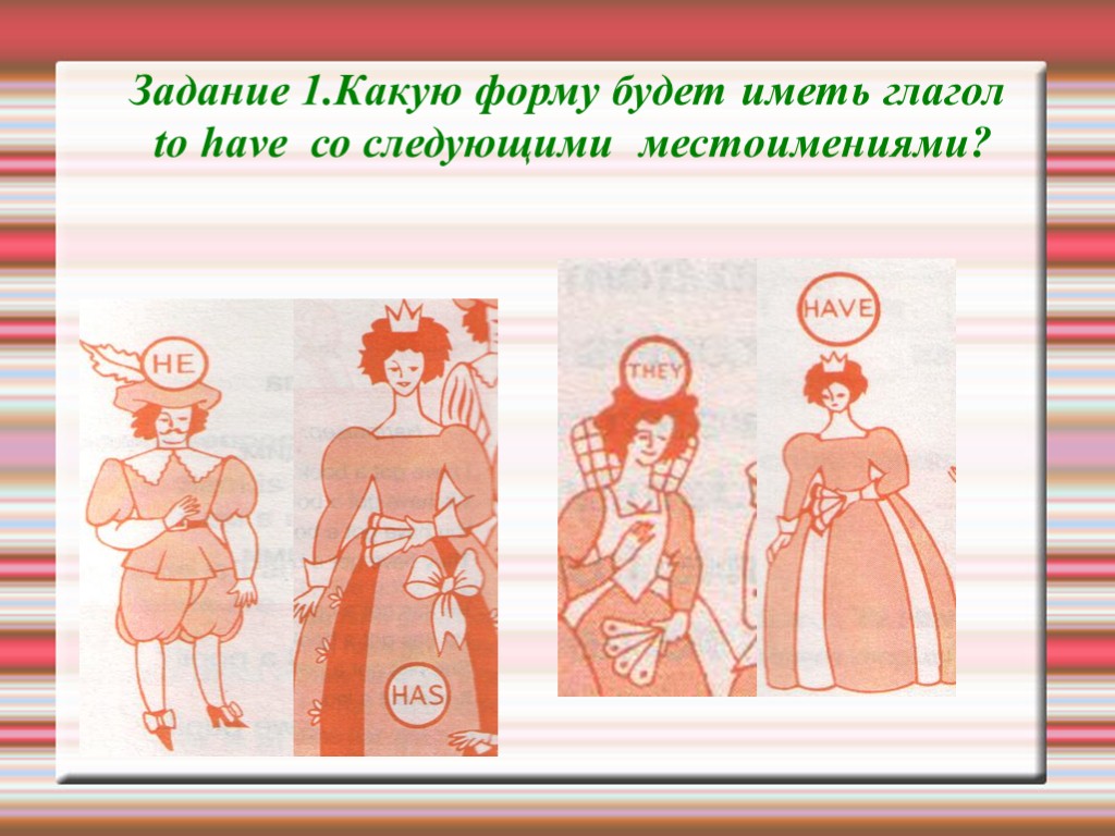 Задание 1.Какую форму будет иметь глагол to have со следующими местоимениями?